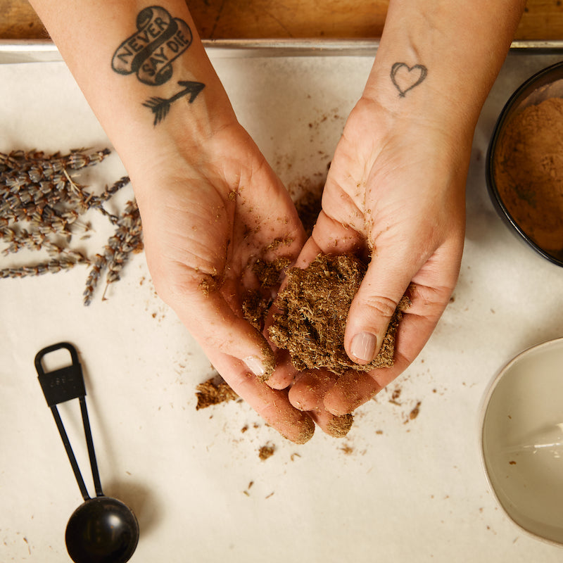 At Home With Fragrance: Creating Modern Scents for Your Space, the first-ever book written by P.F. owners Kristen + Tom teaches you how to make cone incense
