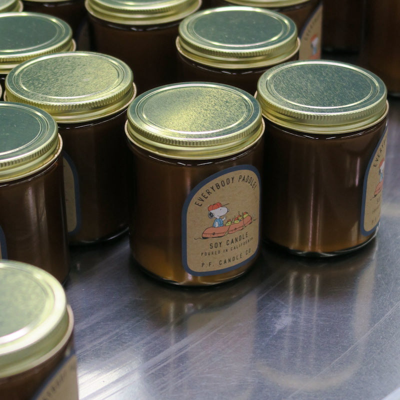 P.F. Candle Co. Everybody Paddle! for Peanuts Standard Candle - Warehouse - All of our products are developed, produced, tested, and packed by our team out of our warehouse in Los Angeles, CA.