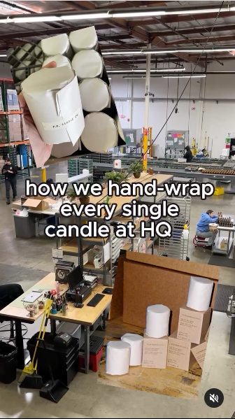 Demonstration of the meticulous hand wrapping technique for individual candle holders.